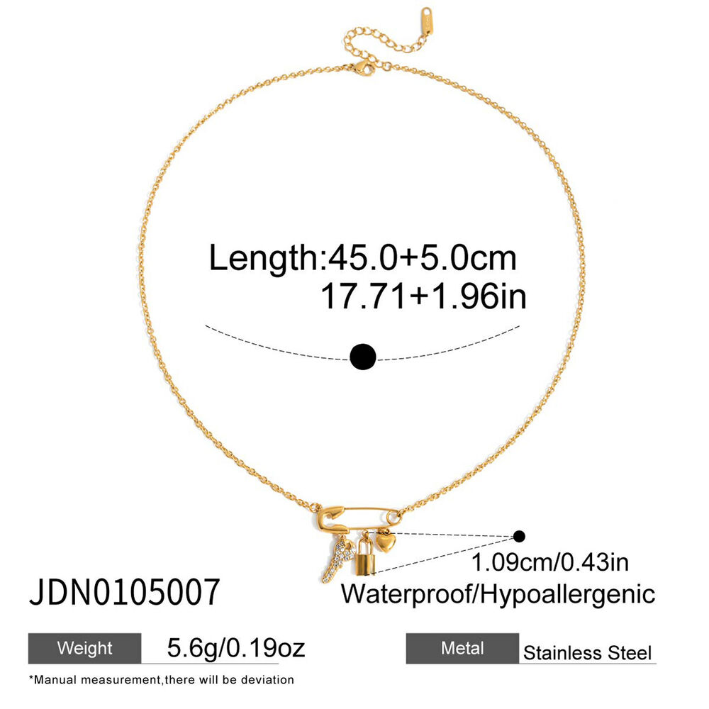 1 Piece Romantic Paper Clip Stainless Steel Waterproof Gold Color Women's Pendant Necklaces
