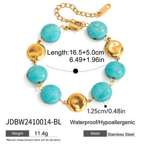 Annular Calaite Beads Stainless Steel Waterproof Gold Color Women's Jewelry Sets h5 Picture2