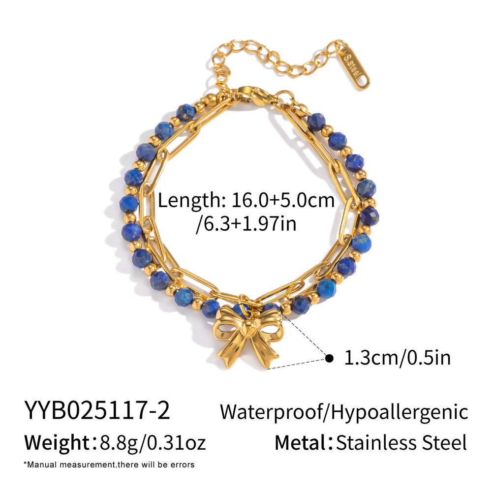 Pulsera de cuentas de piedra natural de acero inoxidable resistente al agua de 1 pieza