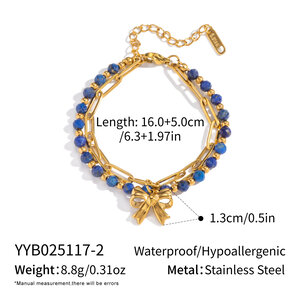 Pulsera de cuentas de piedra natural de acero inoxidable resistente al agua de 1 pieza h5