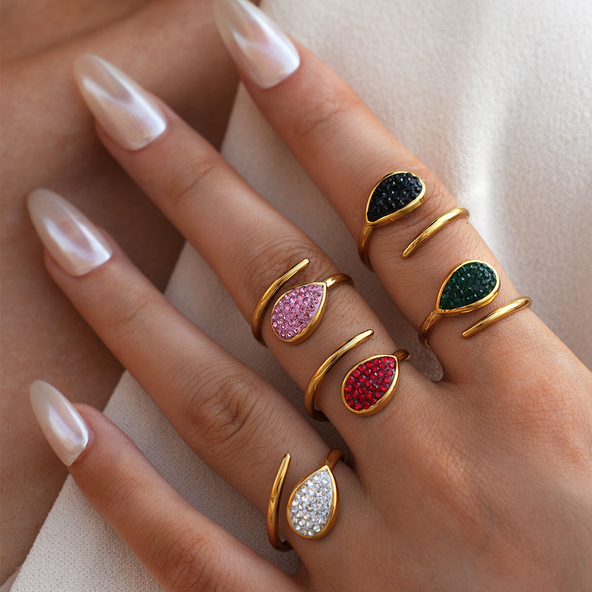 1 Piece  Casual Droplet Irregular Shape Stainless Steel Waterproof Women‘s  Statement Rings Picture3