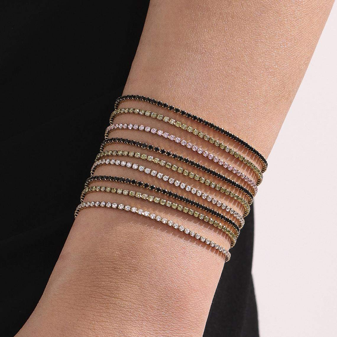 1 Piece Delicate Lines Stainless Steel Waterproof Gold Color Zircon Women's Chain Bracelets