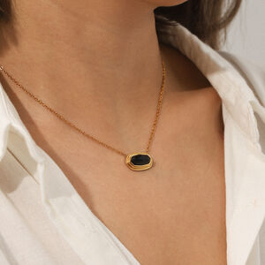 1 Piece Rectangle Stainless Steel Waterproof Gold Color Women's Pendant Necklaces h5 Picture3