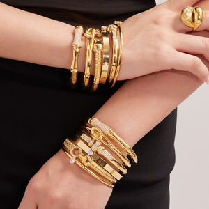 1 Piece Designable Irregular Shape Twist Stainless Steel Waterproof Gold Color Zircon Women's Bangles h5 Picture5