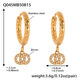Q045-Golden Double Ring Zircon Earrings Picture7