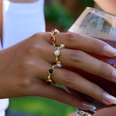 1 Piece Romantic Heart Stainless Steel Waterproof Gold Color Statement Rings