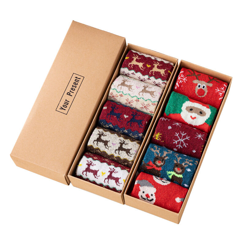Cute Christmas Elk Gift Box Women's Mid - Calf Socks Picture4