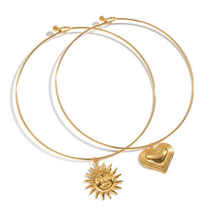 1 Piece Heart Sun Stainless Steel Waterproof Gold Color Charm Necklace h5 Picture5