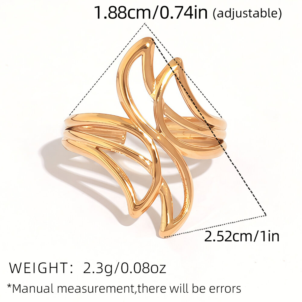 1 Piece Casual Irregular Shape Stainless Steel Waterproof Gold Color Statement Rings Picture2