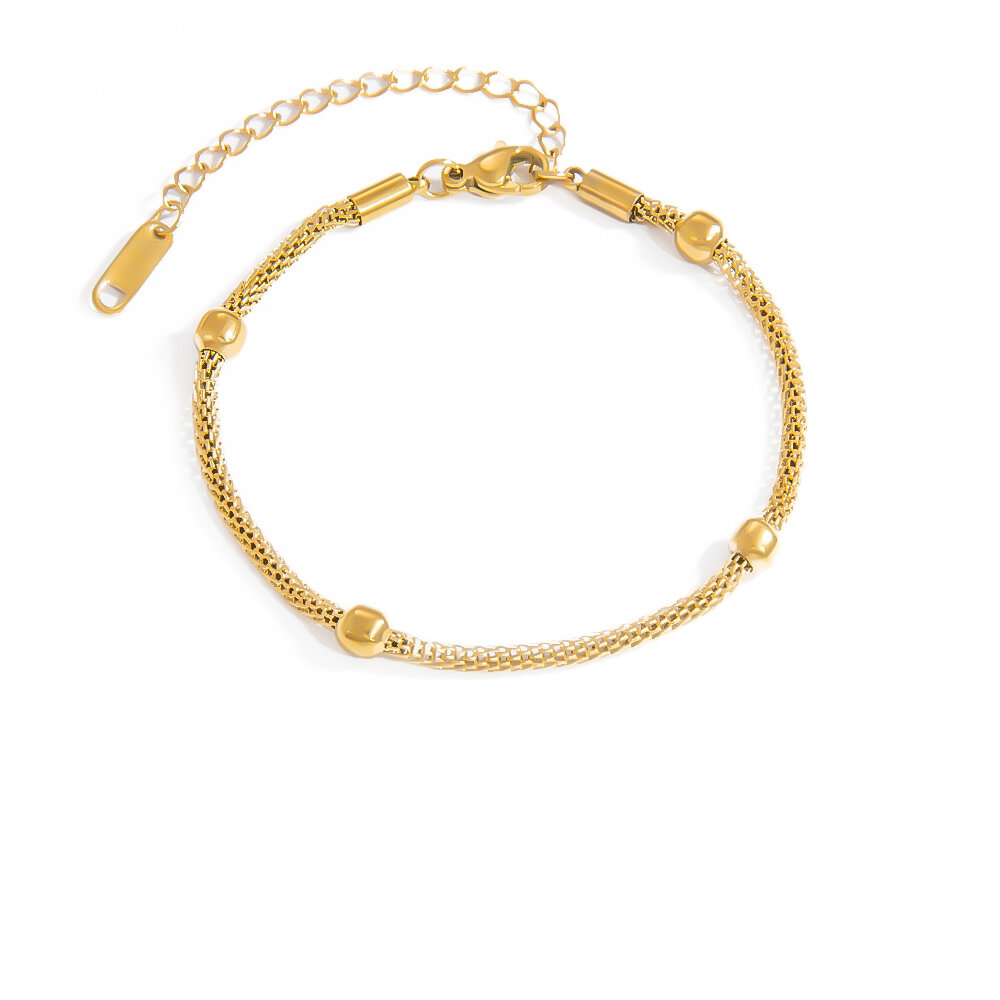 1 Piece Simple Chain Stainless Steel Waterproof Gold Color Women's Chain Bracelets