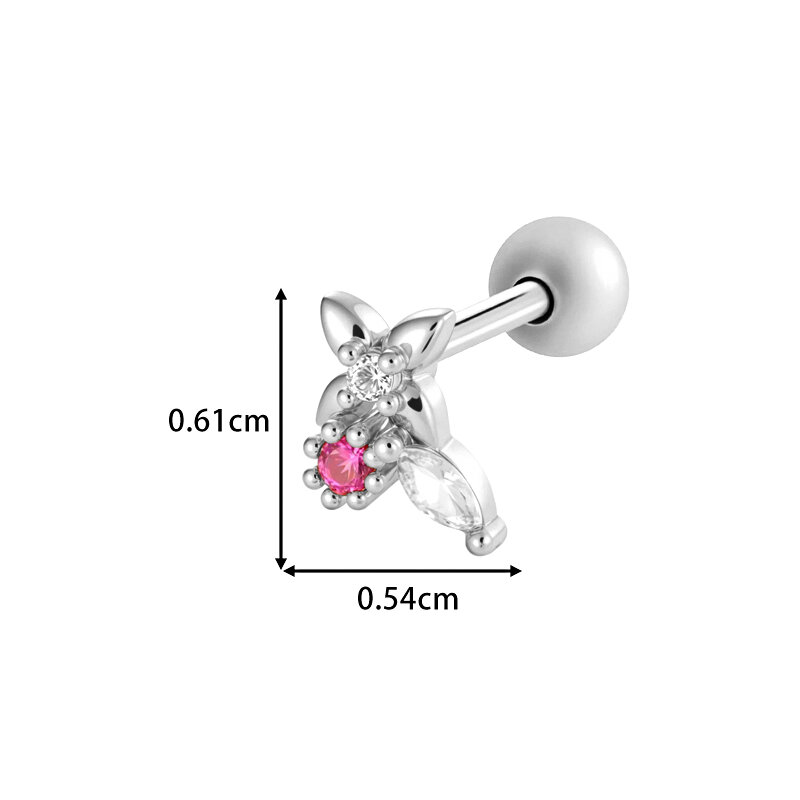 1 Parça Kalp Kelebek Bakır Altın Renkli Zirkonyum Piercing Küpe h5Resim2