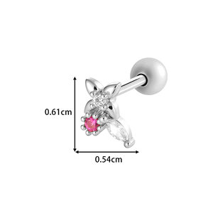 1 Parça Kalp Kelebek Bakır Altın Renkli Zirkonyum Piercing Küpe h5 Resim2