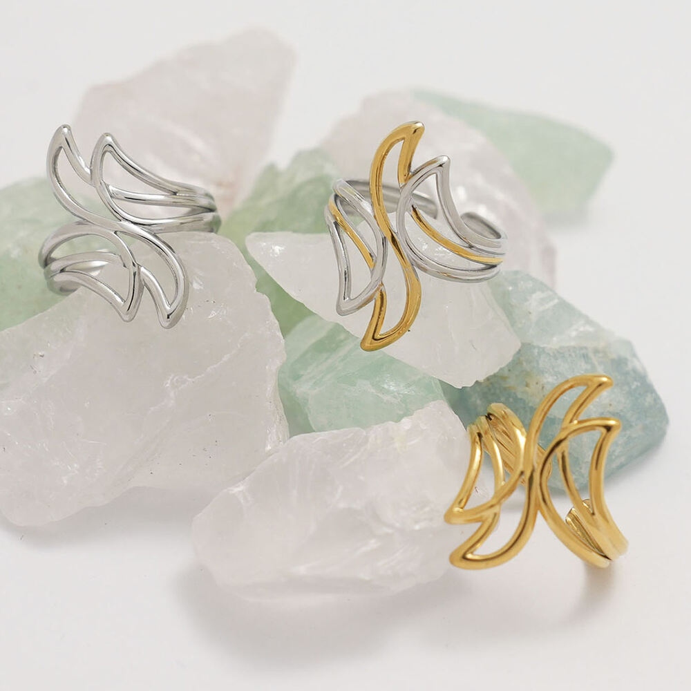 1 Piece Casual Irregular Shape Stainless Steel Waterproof Gold Color Statement Rings Picture6