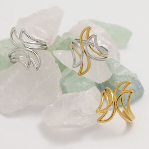 1 Piece Casual Irregular Shape Stainless Steel Waterproof Gold Color Statement Rings h5 Picture6