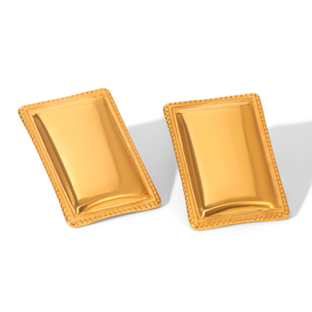 1 Paar Simple Series Daily Rechteckige Edelstahl Wasserdichte Goldfarbene Damen-Ohrstecker