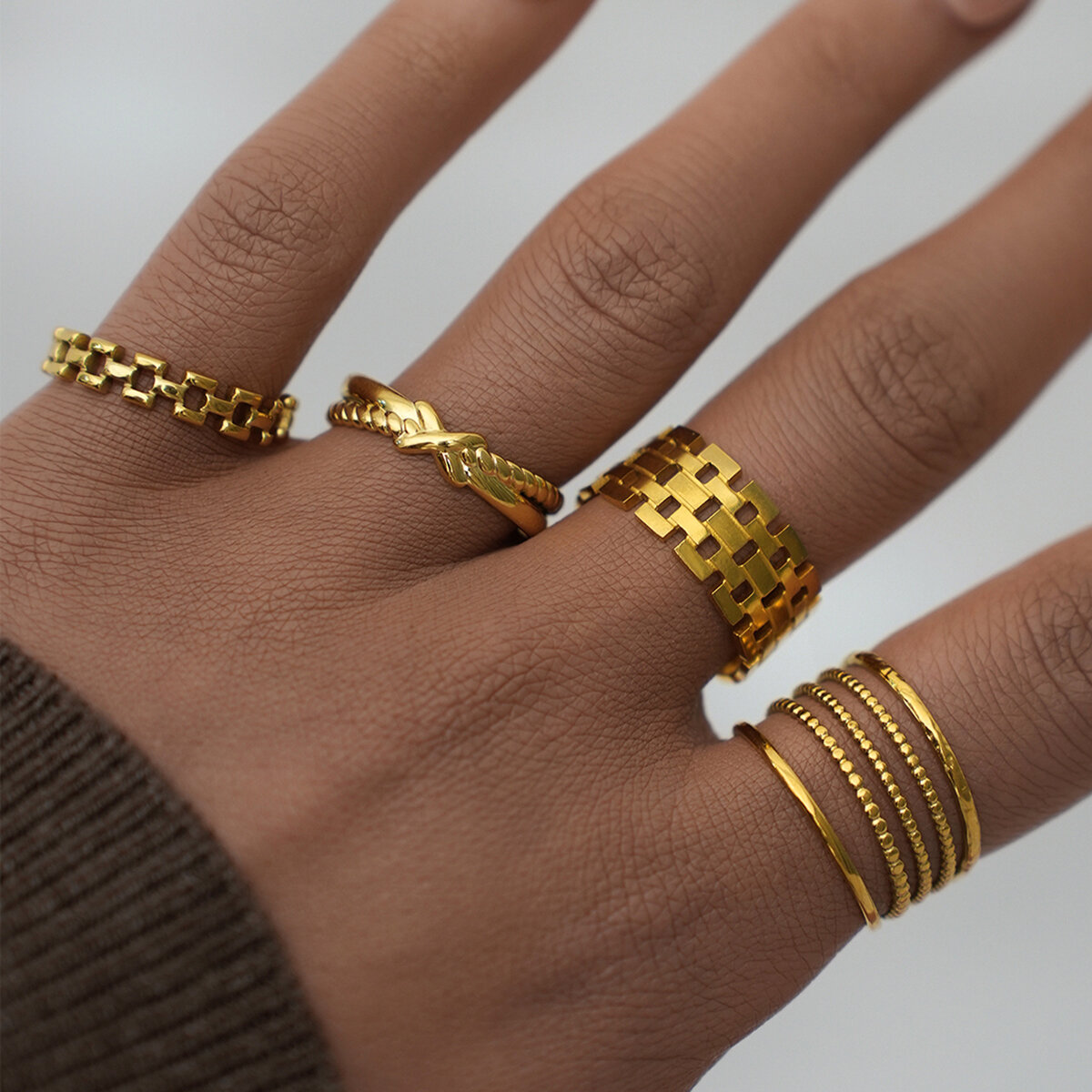 1 Piece Simple Daily Irregular Shape Stainless Steel Waterproof Women's Statement Rings