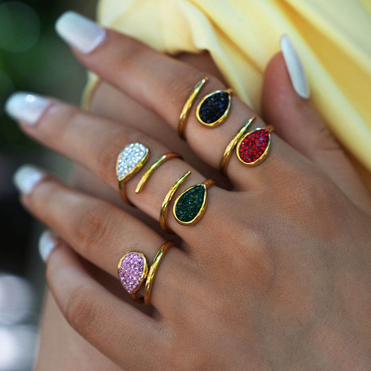 1 Piece  Casual Droplet Irregular Shape Stainless Steel Waterproof Women‘s  Statement Rings Picture11