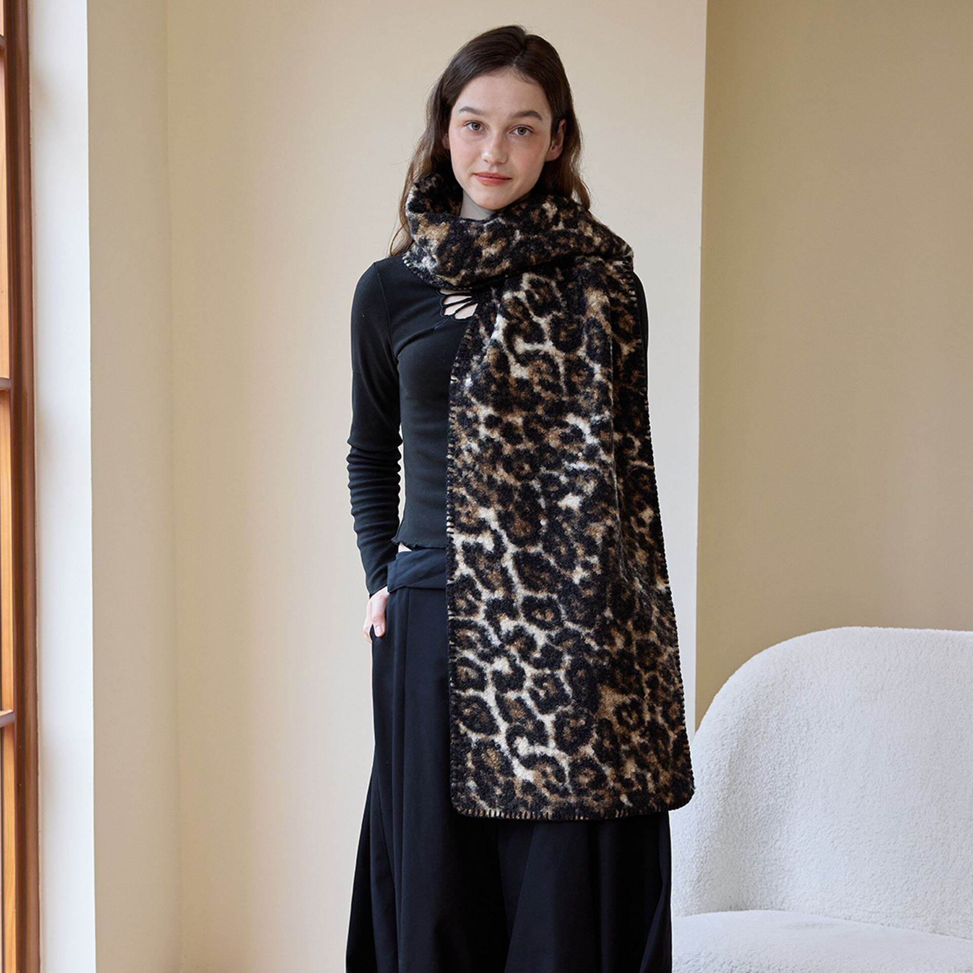 1 Piece Retro Leopard Print Polyester Women's Winter Scarves h5