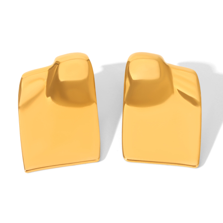 1 Paar rechteckige, wasserfeste Ohrstecker aus Edelstahl in Goldfarbe für Damen – ideal für den täglichen Gebrauch.