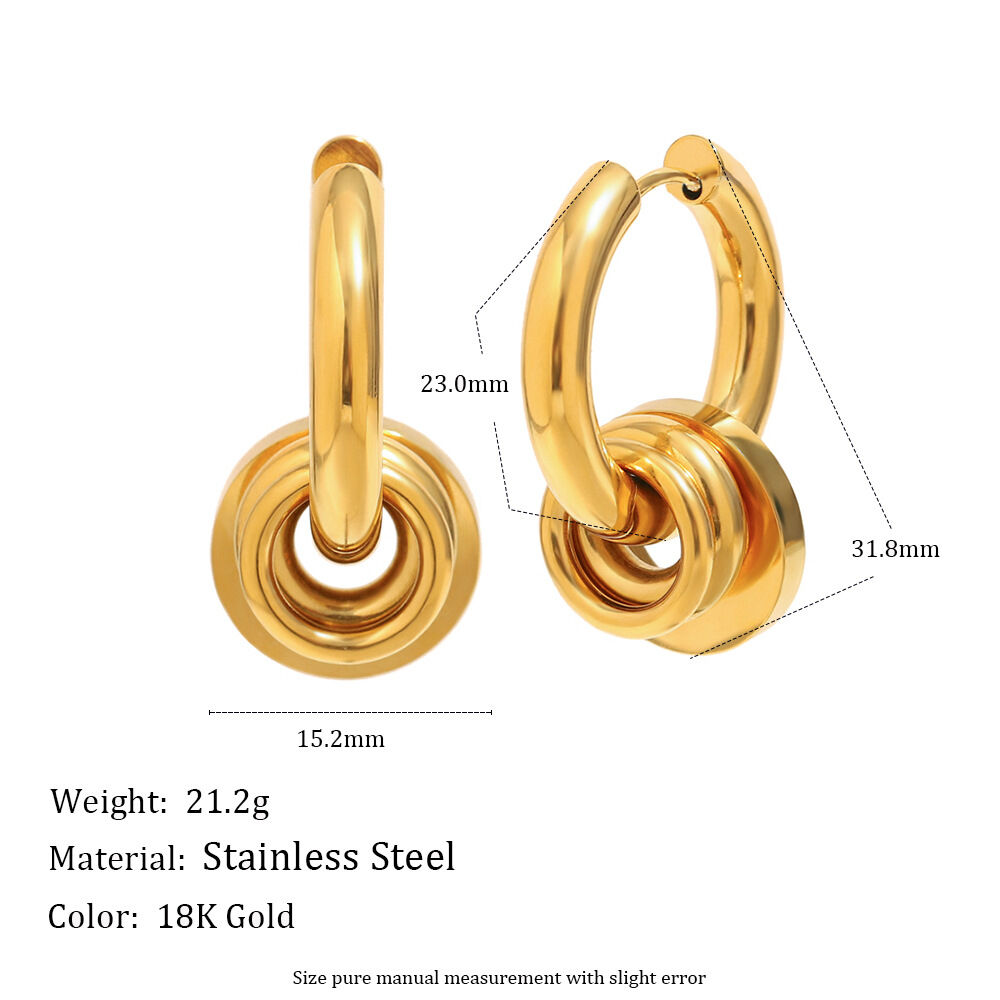 1 Piece Simple Mixed Gold&Silver Colors Stainless Steel Waterproof Women's Hoop Earrings h5 Picture5