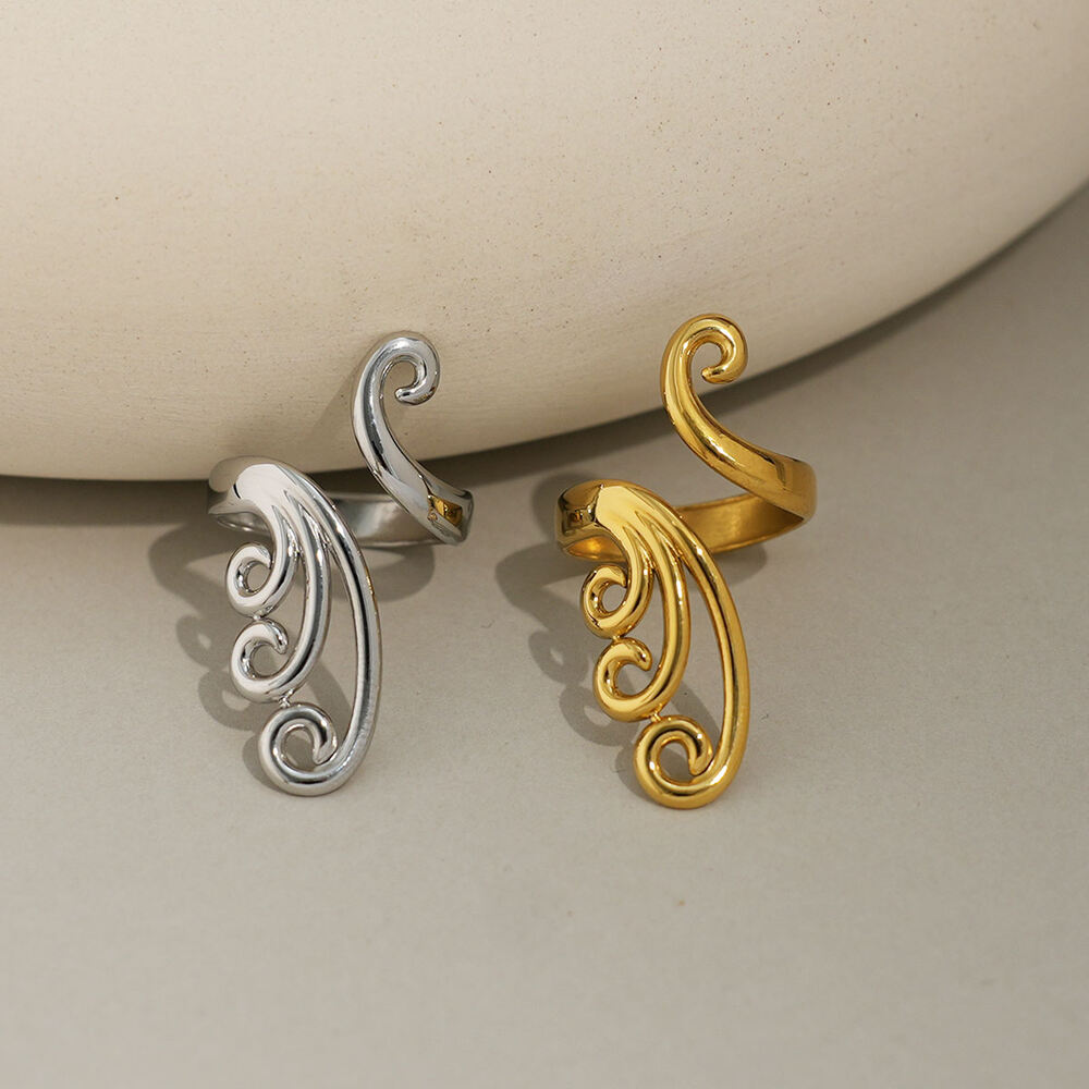 1 Piece Simple Irregular Shape Stainless Steel Waterproof Gold Color Statement Rings Picture10