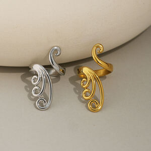 1 Piece Simple Irregular Shape Stainless Steel Waterproof Gold Color Statement Rings h5 Picture10