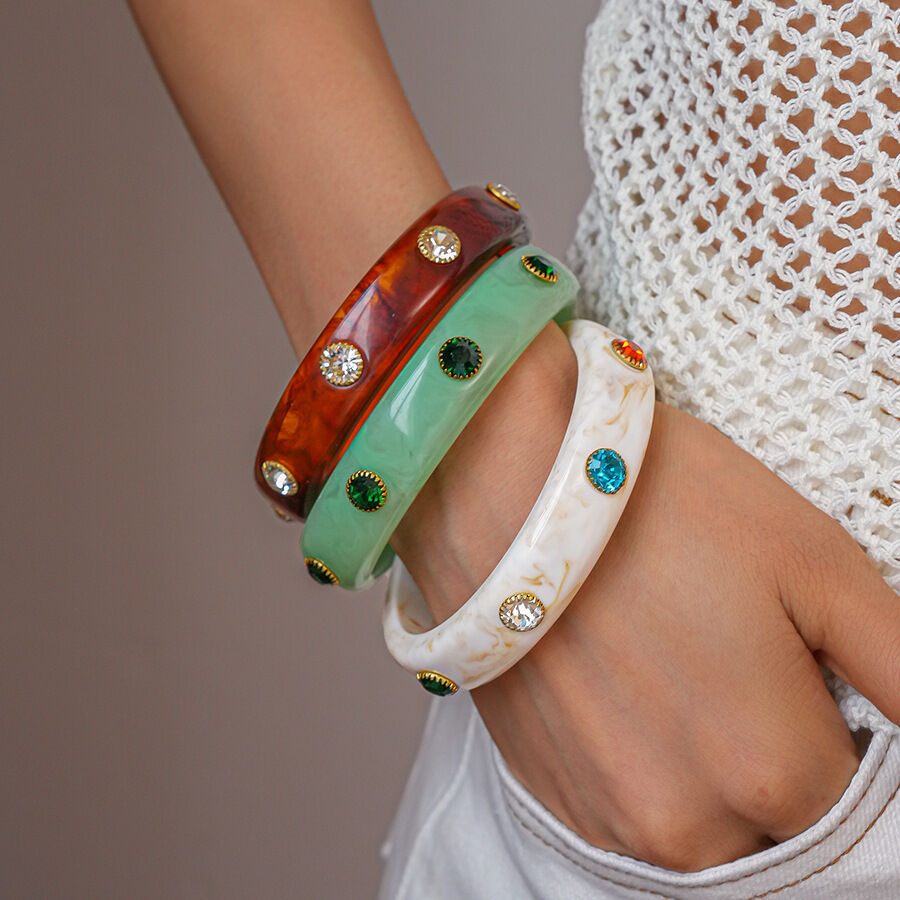1 Piece Retro Gradient Color Acrylic Bangle Picture5