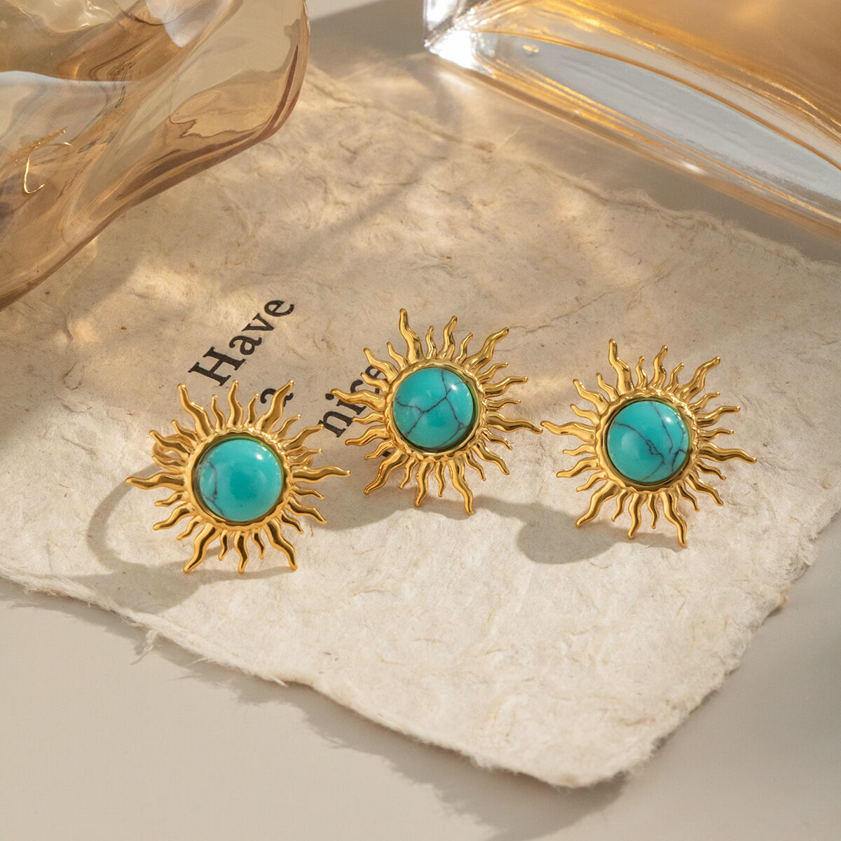 1-teiliges Retro-Schmuckset für Damen aus Calaite-Edelstahl, wasserdicht, goldfarben