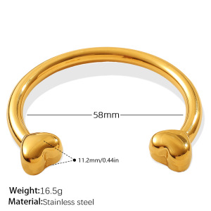 1 Piece Stainless Steel Waterproof Gold Color Cuff Bracelet h5 Picture2
