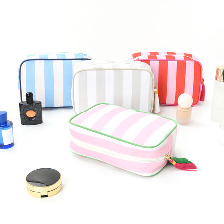 1 Piece Simple Series Casual Strip Canvas Women's Makeup Bags