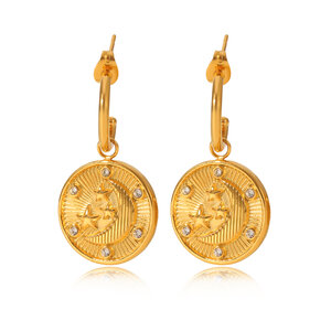 1 Paar Daily Cross Edelstahl-Ohrhänger, wasserdicht, goldfarben, mit Zirkonia-Motiv, für Damen. h5