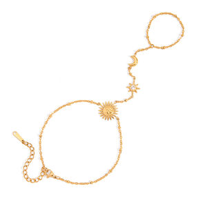 1 Stück klassisches Sonnen- und Mond-Armband aus Edelstahl, wasserdicht, goldfarben, für Damen h5