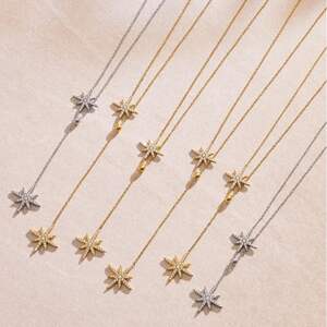 1 Piece Luxurious Star Stainless Steel Waterproof Gold Color Women's Pendant Necklaces h5 Picture5