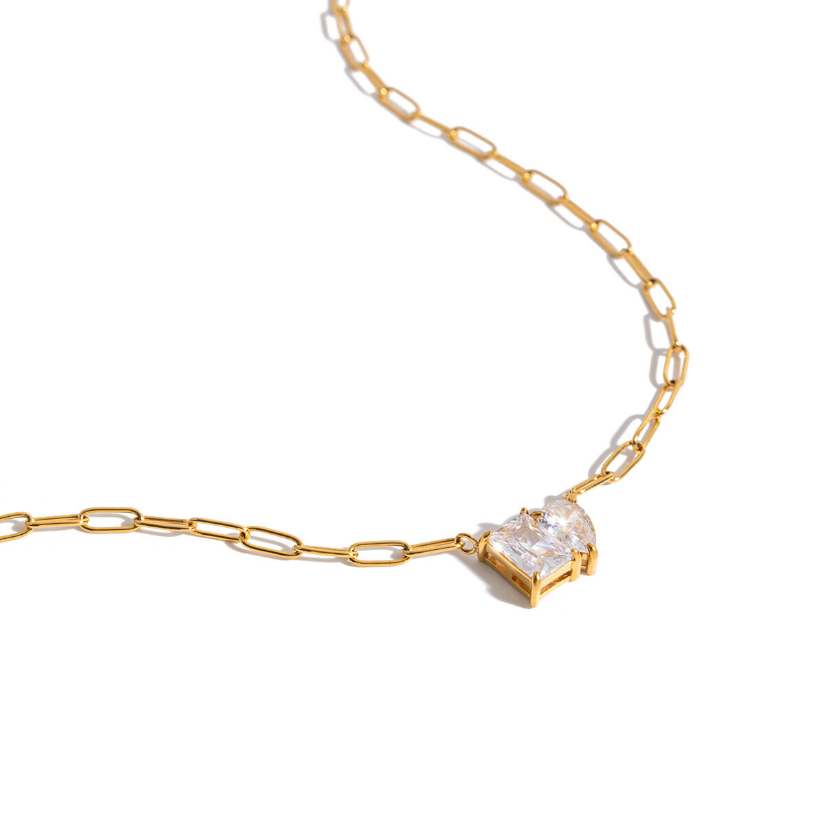 1 Piece Luxurious Rectangle Stainless Steel Waterproof Gold Color Zircon Women's Pendant Necklaces h5 Picture7