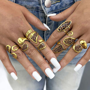 1 Piece Retro Irregular Shape Leopard Print Stainless Steel Waterproof Women's Statement Rings h5 Picture2