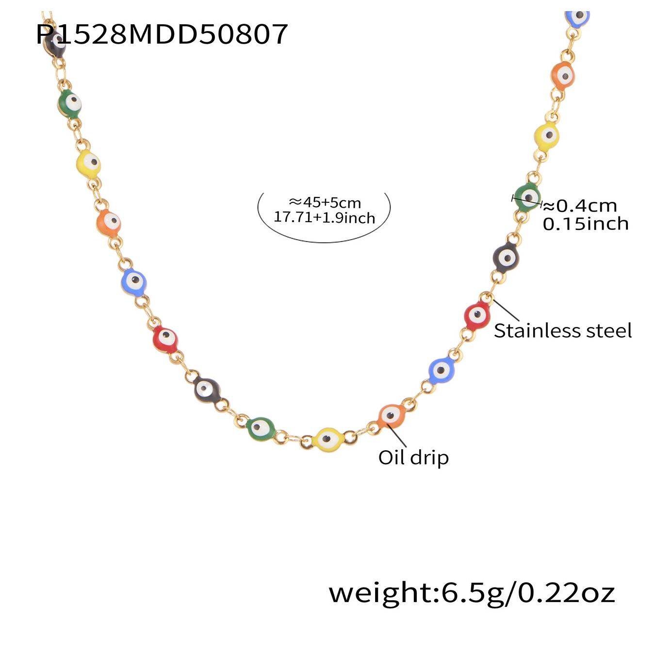 P1528-Colorful Oil Drop Gold Necklace-45+5Cm Picture9