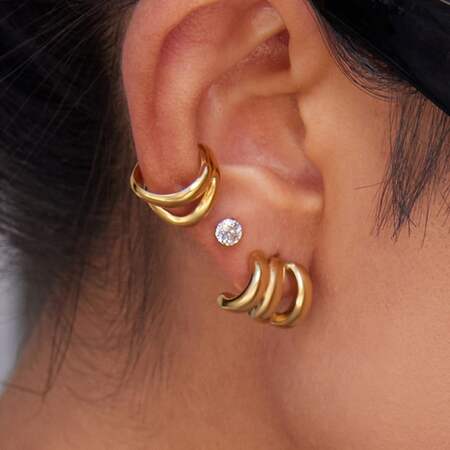 1 Pair Irregular Shape Stainless Steel Waterproof Gold Color Women's Stud Earrings
