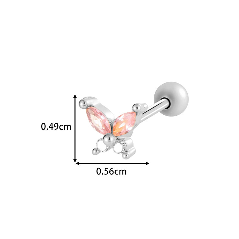 1 Parça Kalp Fiyonk Düğüm Kelebek Bakır Altın Rengi Zirkonyum Piercing Küpe h5Resim2
