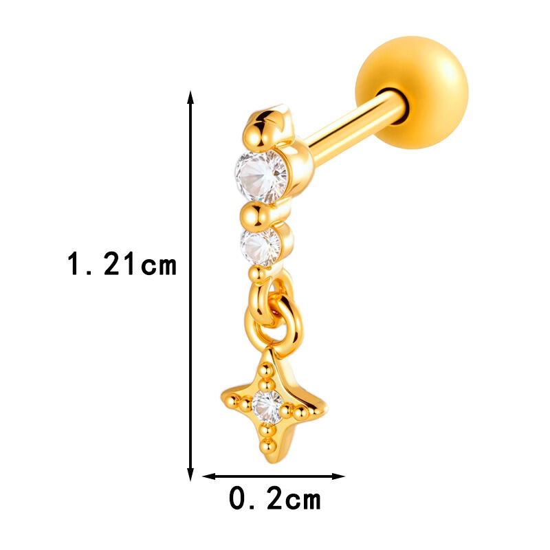 1 Piece Flower Copper Gold Color Zircon Piercing Earring Picture2