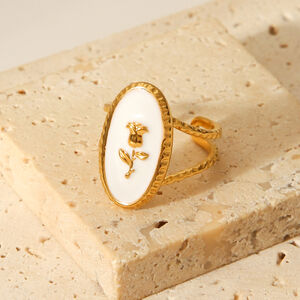1 Stück Rosenförmiger, wasserdichter Statement-Ring aus Edelstahl in Goldfarbe h5 Bild5