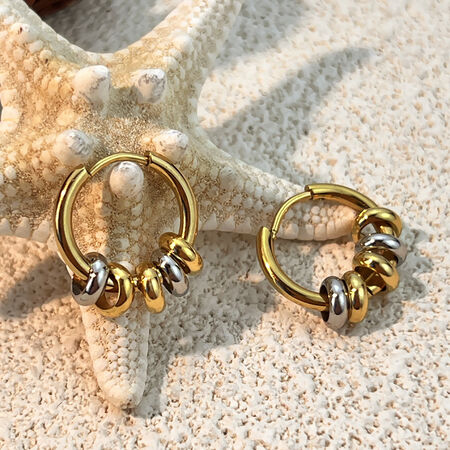 1 Pair Classic Mixed Gold Stainless Steel Waterproof Drop Earrings