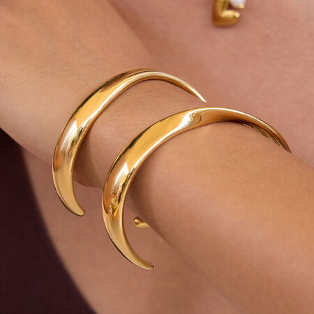 1 Piece Classic Curve Stainless Steel Waterproof Gold Color Women's Cuff Bracelets 2