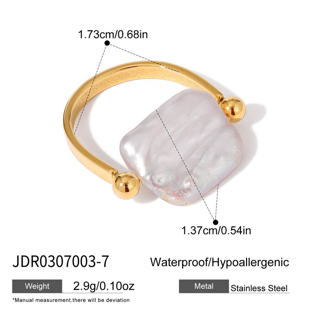 Designbare rechteckige Perlenringe aus wasserdichtem Edelstahl in Goldfarbe h5Bild2