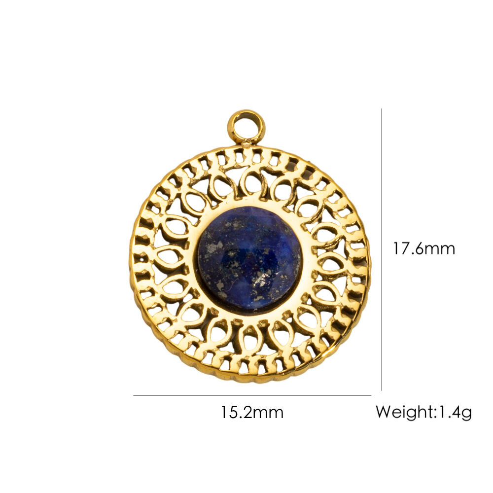 1 Piece Luxurious Retro Circle Stainless Steel Waterproof Natural Stone Women's Pendants