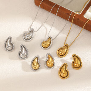 Droplet Shape Stainless Steel Waterproof Mixed Color Necklace Set h5 Picture2