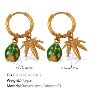 1 Pair Fruit Stainless Steel Waterproof Gold Color Drop Earrings h5 Picture2