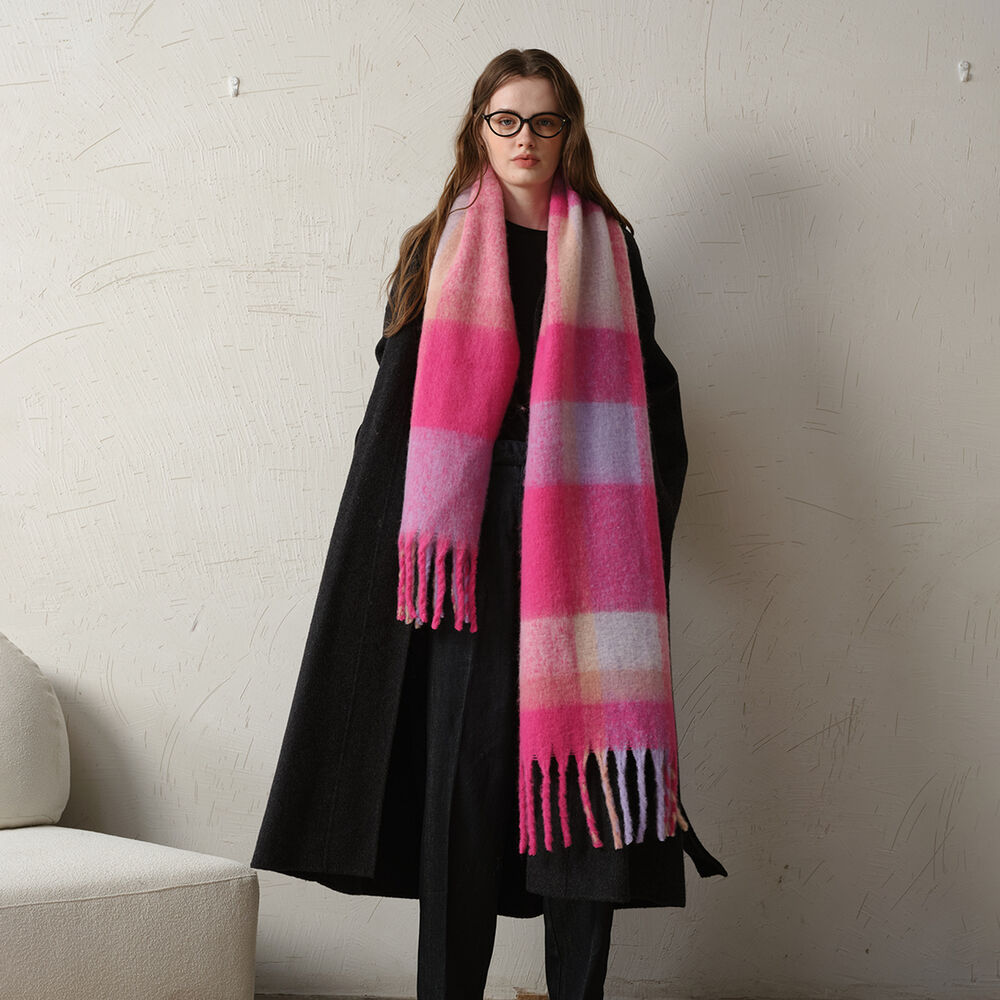 1 Piece Simple Windproof Plaid Polyester Women's Winter Scarves h5Picture2