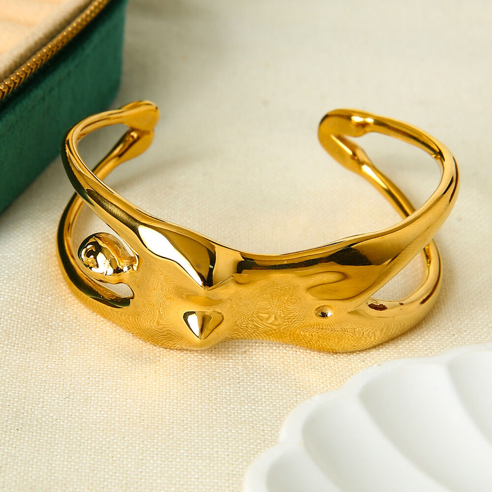 Braccialetti da donna in acciaio inossidabile color oro impermeabile con figura retrò classica da 1 pezzo h5Immagine4