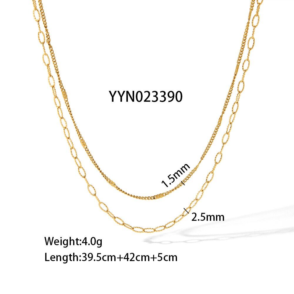 Simple Series Daily Chain Stainless Steel Waterproof Gold Color Women's Chain Necklaces