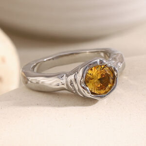 1 Stück zarter, wasserdichter Damenring aus Edelstahl in Goldfarbe mit Edelsteinen h5 Bild4